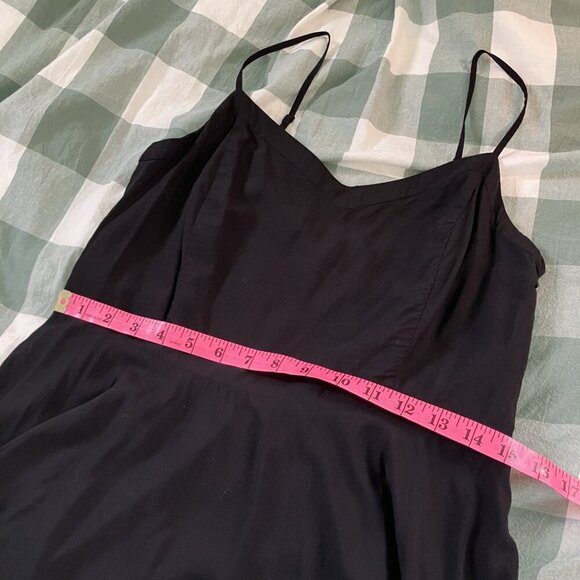 Old Navy Cami Mini Dress Womens L Black Shirred Neutral Swing Rayon - Picture 7 of 10